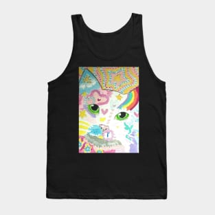 Colorful abstract cat face art Tank Top